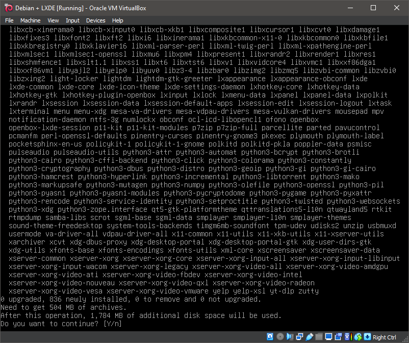 Running 'apt install lxde'